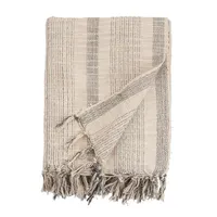 Stripes and Fringe Cream Throw Blanket