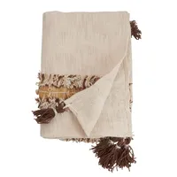 Cream with Brown Accents Throw Blanket