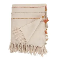 Cream and Orange Striped Throw Blanket