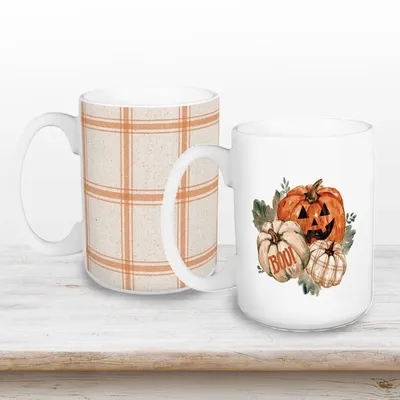 Watercolor Pumpkins 2-pc. Halloween Mug Set