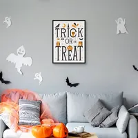 Trick or Treat Framed Canvas Wall Plaque