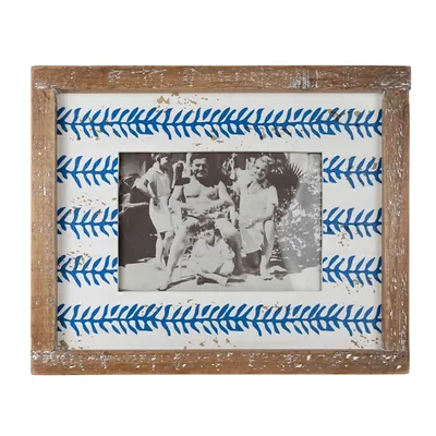 Wooden Blue Printed Picture Frame, 5x7