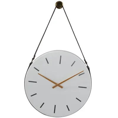 Industrial Leather Strap Hanging Wall Clock