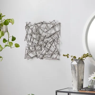 Silver Abstract Tubes Spill Wall Plaque