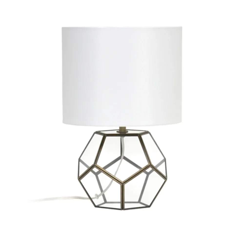 Brass and Glass Octagon Table Lamp