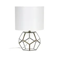 Brass and Glass Octagon Table Lamp