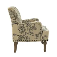 Blue Floral Nailhead Trim Upholstered Accent Chair