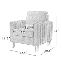 Blue Velvet Channel Stitch Accent Chair