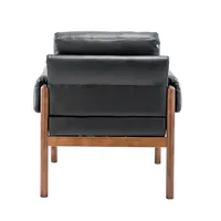 Black Faux Leather and Wood Accent Chair