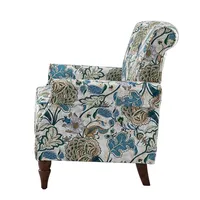 Blue and Green Floral Upholstered Accent Chair