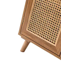 Natural Wood and Rattan 2-Door Cabinet