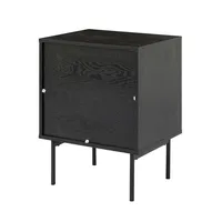 Black and Natural Wood 2-Drawer Nightstand