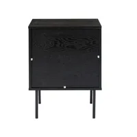 Black and Natural Wood 2-Drawer Nightstand