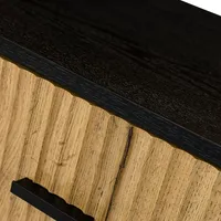 Black and Natural Wood 2-Drawer Nightstand