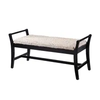 Woven Hyacinth and Black Wood Bench