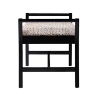 Woven Hyacinth and Black Wood Bench