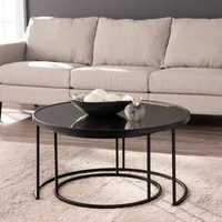 Round Mirrored Nesting Tables, Set of 2