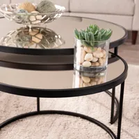 Round Mirrored Nesting Tables, Set of 2