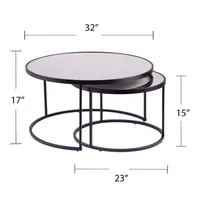 Round Mirrored Nesting Tables, Set of 2