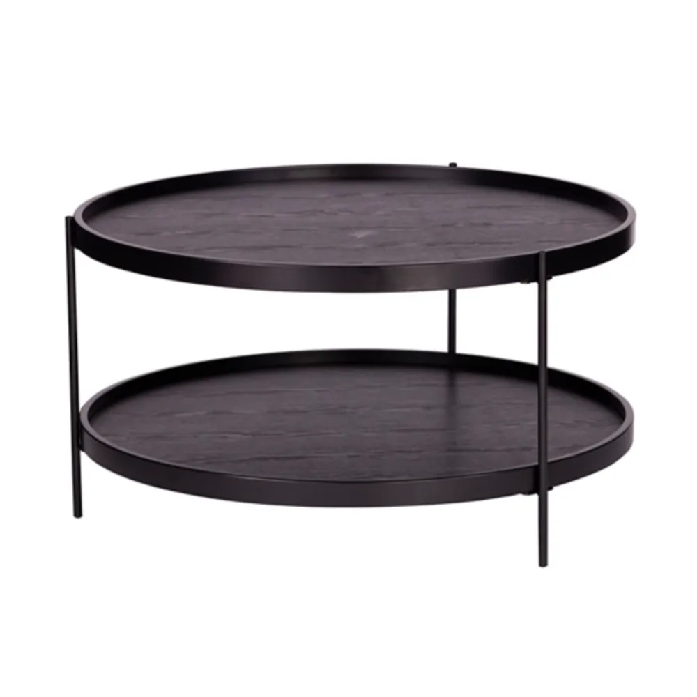 Round Black Wood Farmhouse Coffee Table