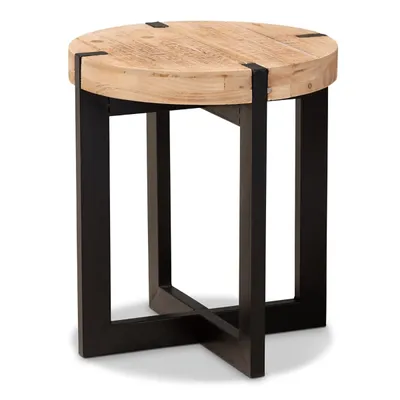 Natural Wood Cross Base Side Table