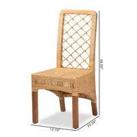 Natural Rattan Woven Back Dining Chairs, Set of 2