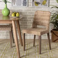 Natural Rattan Cutout Back Dining Chair