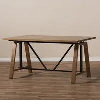 Brown Wood and Metal Linear Base Desk