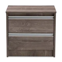 Brown Oak Wood Finish 2-Drawer Nightstand