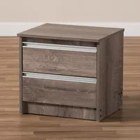 Brown Oak Wood Finish 2-Drawer Nightstand