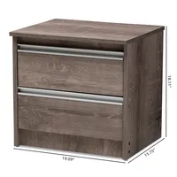 Brown Oak Wood Finish 2-Drawer Nightstand