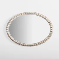 Natural Wood Beaded Oval Mirror