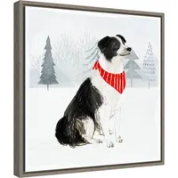 Dog with Red Bandana Christmas Canvas Wall Plaque