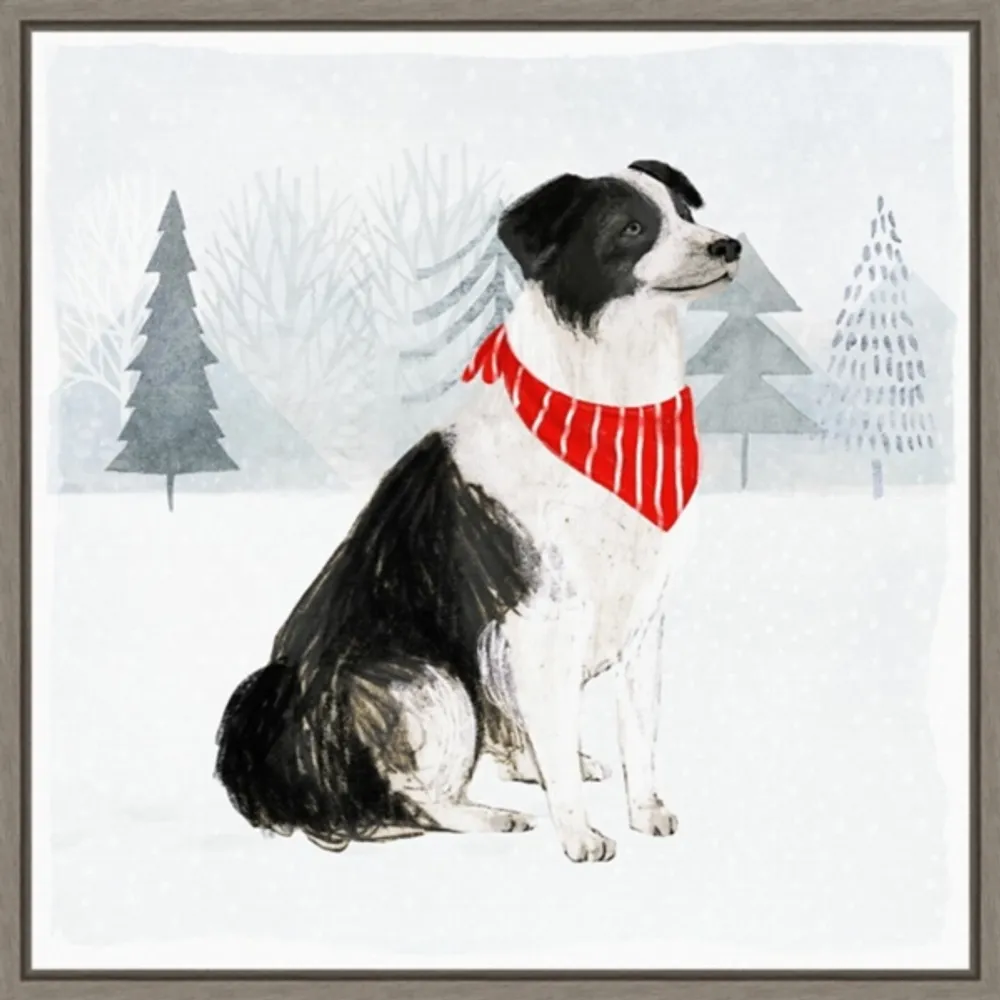Dog with Red Bandana Christmas Canvas Wall Plaque