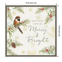 Merry and Bright Framed Canvas Wall Plaque