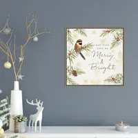 Merry and Bright Framed Canvas Wall Plaque