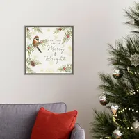 Merry and Bright Framed Canvas Wall Plaque