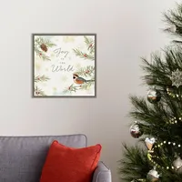 Joy to the World Framed Canvas Wall Plaque