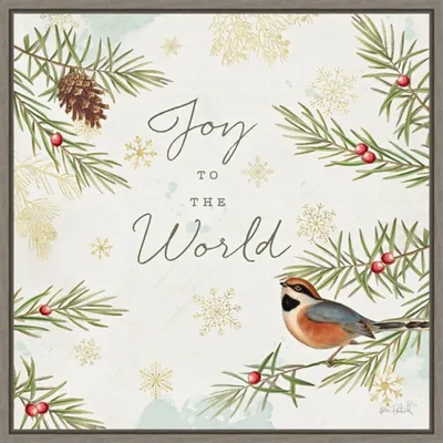 Joy to the World Framed Canvas Wall Plaque