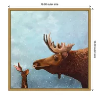 Moose and Rabbit Christmas Canvas Wall Plaque