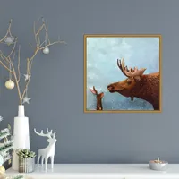 Moose and Rabbit Christmas Canvas Wall Plaque