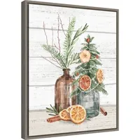 Jars with Oranges Christmas Canvas Wall Plaque