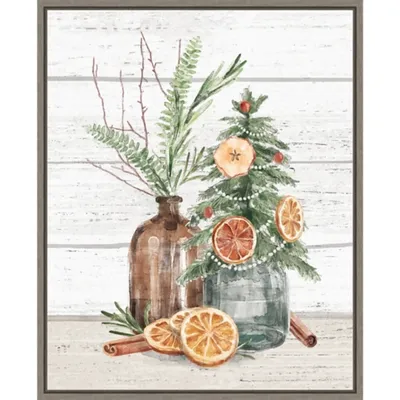 Jars with Oranges Christmas Canvas Wall Plaque