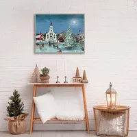 Christmas Village with Moon Christmas Wall Plaque