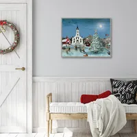 Christmas Village with Moon Christmas Wall Plaque