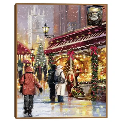 Holiday Shoppers in Snow Christmas Wall Plaque