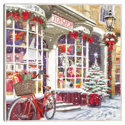 Snowy Toy Shop Christmas Wall Plaque