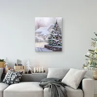 Christmas Tree Snowy Lane Canvas Art Print