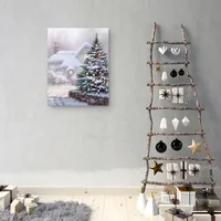 Christmas Tree Snowy Lane Canvas Art Print
