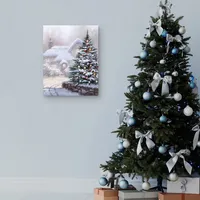 Christmas Tree Snowy Lane Canvas Art Print